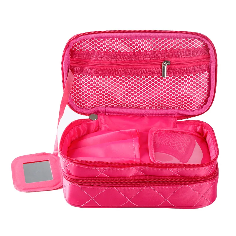 

Make Up Hand Zipper Stylish Mesh Ziplock Red Zip Waterproof Travel Nylon Round Cosmetic Bag