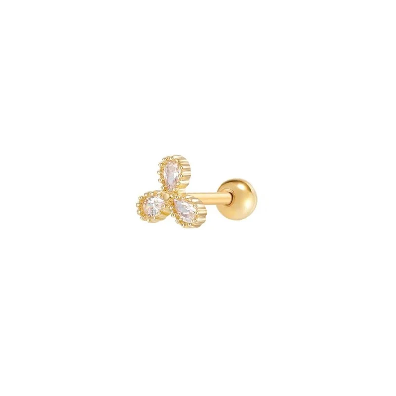 

ROXI S925 sterling silver simple fashion 3-petal flower piercing stud earrings jewelry for women