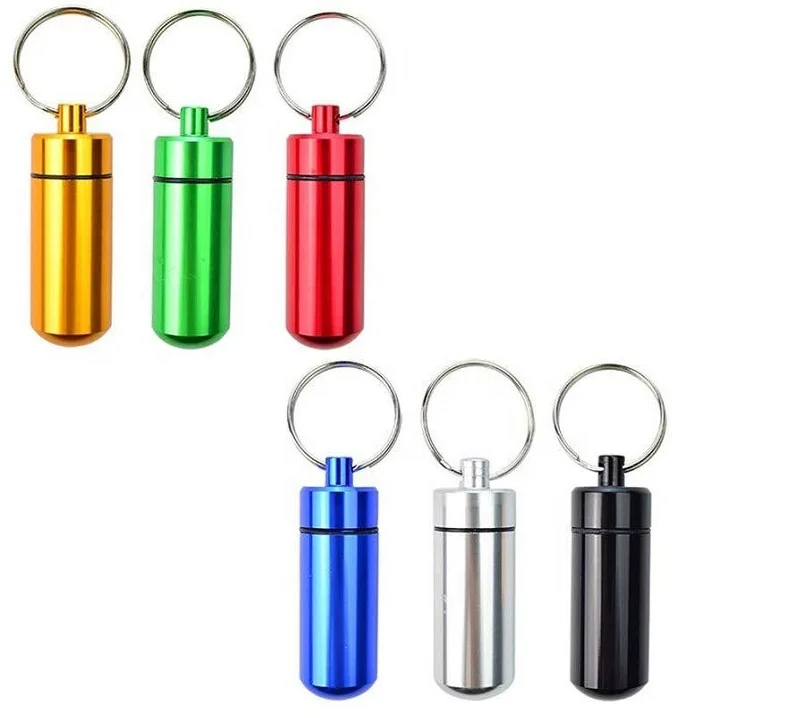 

EDC Waterproof Tank Medicine Pill Bottles Mini Portable Outdoor Survival Box for Storage Camping Hiking Gear Container Holder, Multicolor