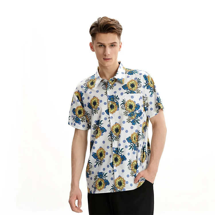 

Made in China stylish floral printed designer short sleeves quality high fashion men shirts hawaiian