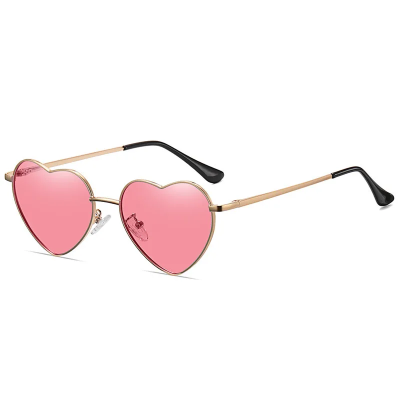 

New Metal Retro Love Heart Shape Cute Trendy Sunglasses Girl Multicolor Polarized Sunglasses