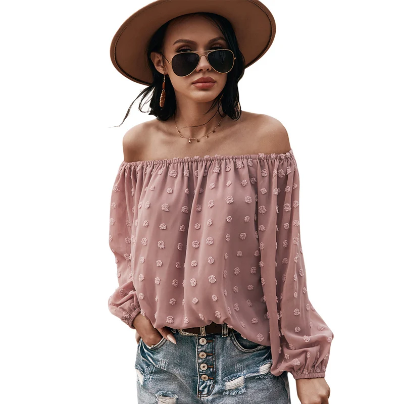 

new arrival Women Strapless Blouses Polyester Women Long Sleeve T-shirt Blouse Women's Top