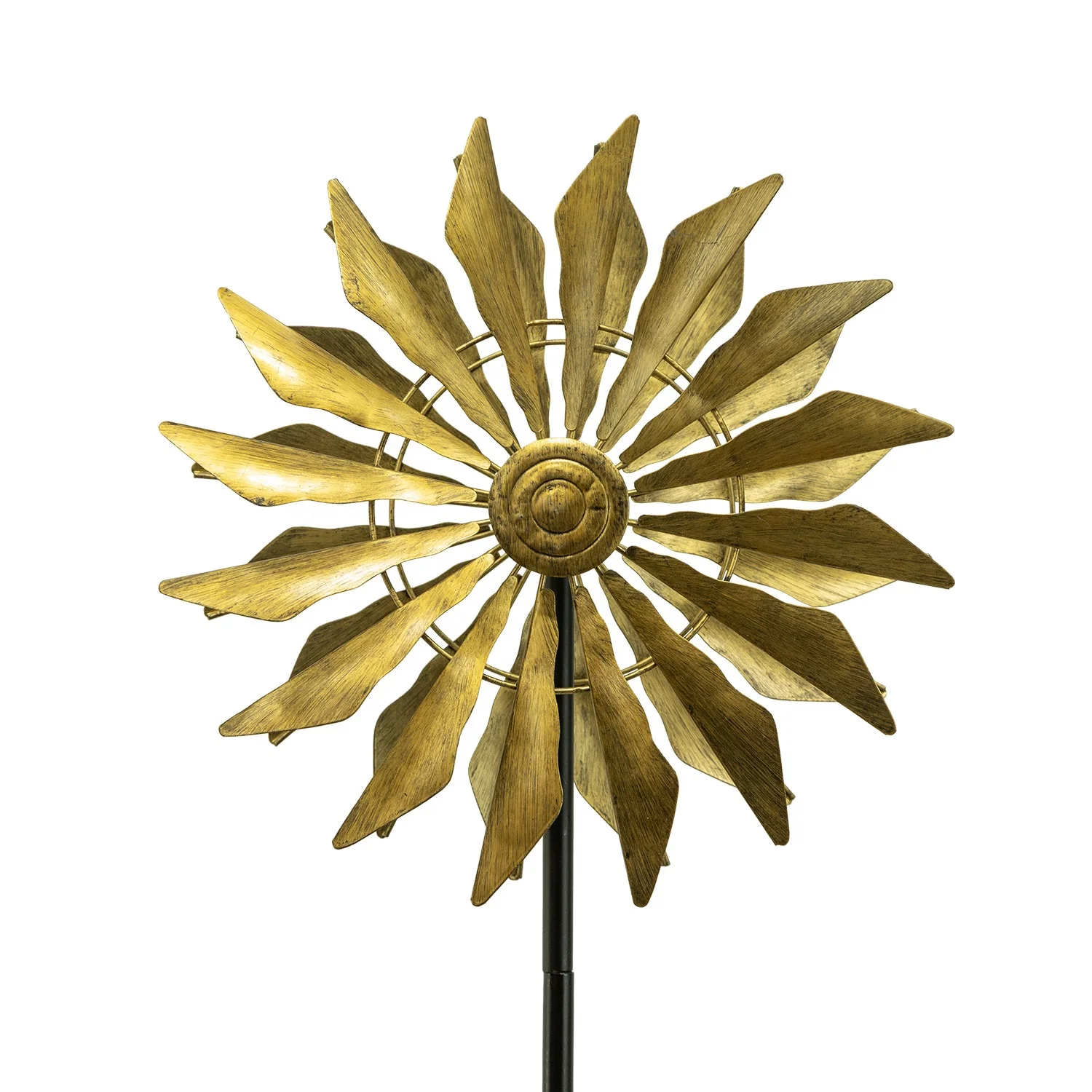 

Antique Gold Sunflower Wind Catcher Sun Decor Small Windmill Outdoor Metal Wind Spinner