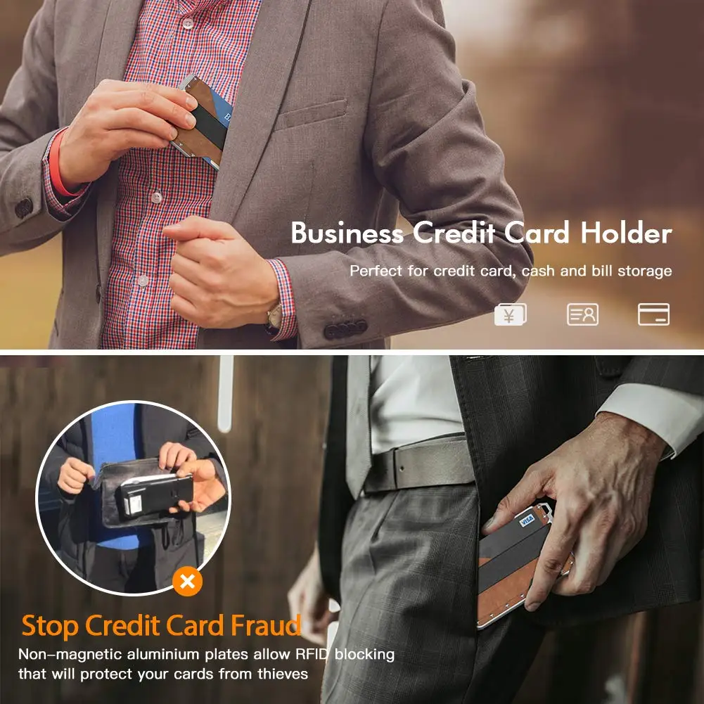 
2021 New Leather And Slim Aluminum Card Holder Wallet With Bottle Opener and Money Clip for Men Women, Best Promotion Gift 