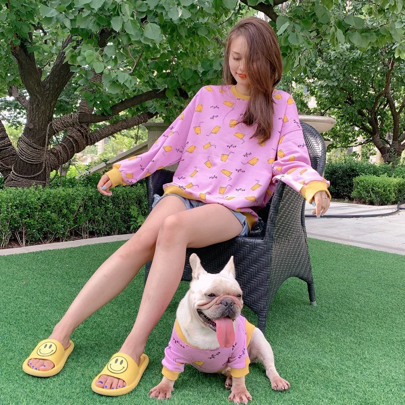 

Fashion Spring autunm pet accessories new pet clothes large and small dog pet clothes T-shirt matching dog and mom owner clothes, White,pink,orange