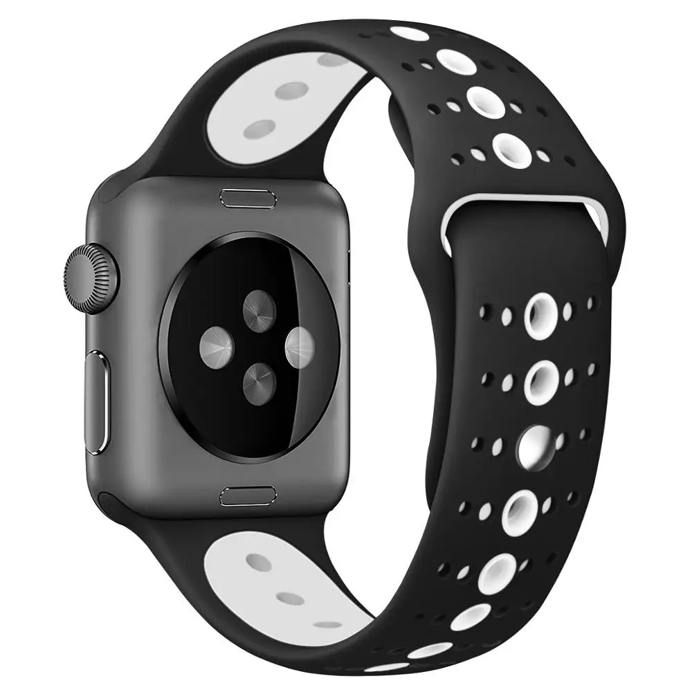 Free sample Dual-Color Soft Silicone Sports Band For Apple Watch 5/4/3/2/1 38mm 42mm Wristband Strap For Apple iwatch