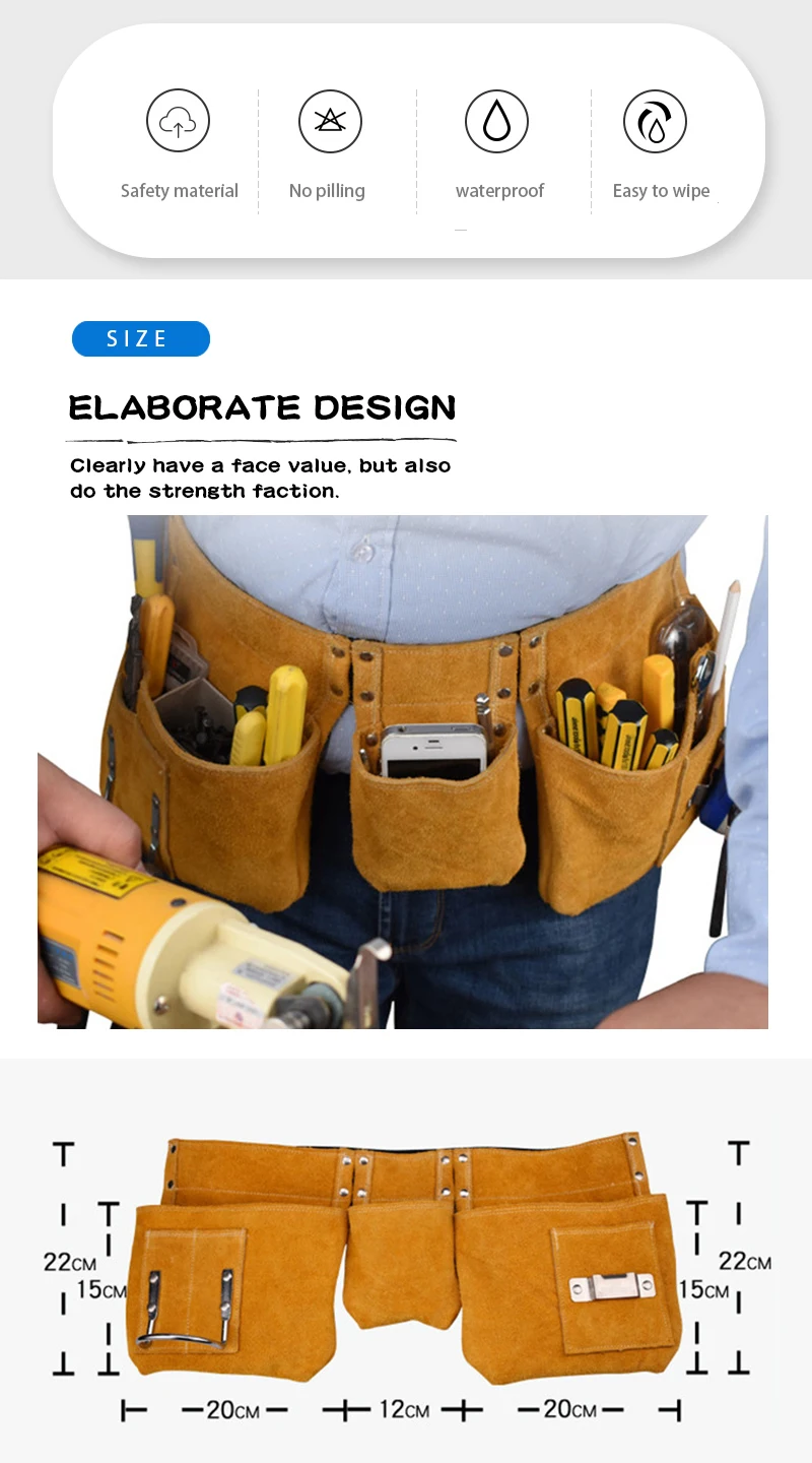outdoor leather tool belt bag