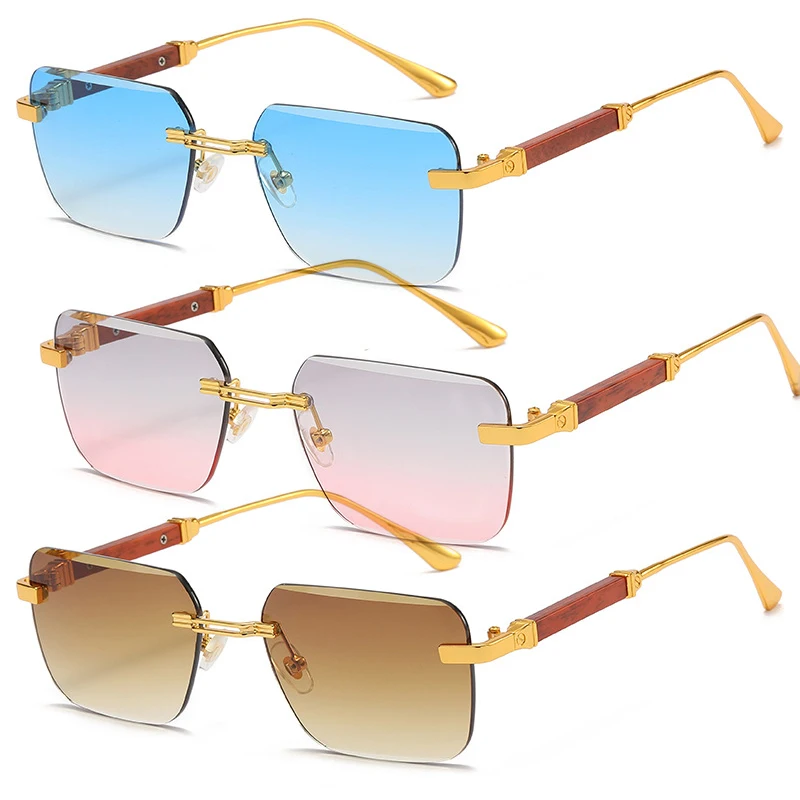 

LBAshades 6048 fashion frameless rimless sunglasses cutting 2023 trendy sunglasses for men and women