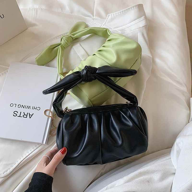 

Handbag Knotted Handle Women's Bag 2021 New Small Tote Fashion Day Clutch Ruched Messenger Shoulder Bag, 5 color can choose or custom you like color