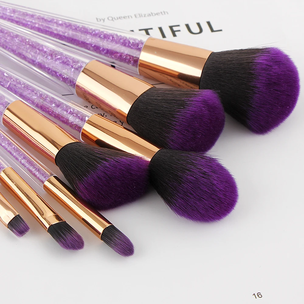 

Professional makeup 7 pcs crystal makeup brush kit, Purple