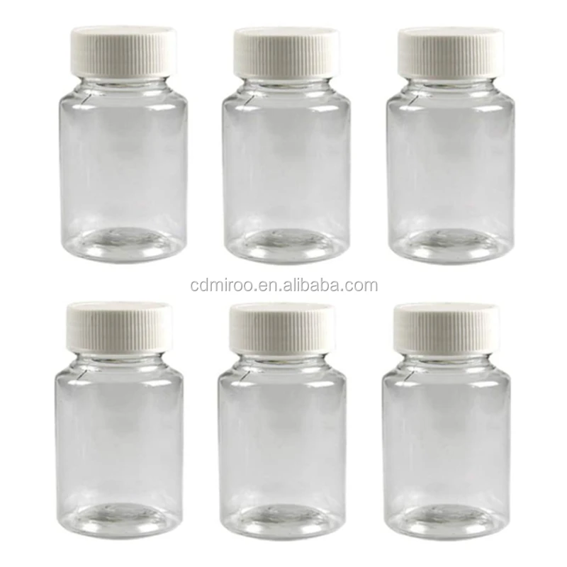 5pcs Clear Pill Plastic Medicine Bottles Empty Reagent Bottles