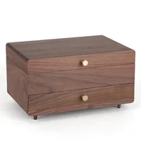 

High-end 2 layers custom logo walnut wooden jewelry box for women