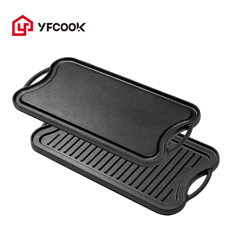 

Amazon Top Sale Cast Iron Rectangular Flat Fry Reversible Roasting bbq Grill Griddle Pan