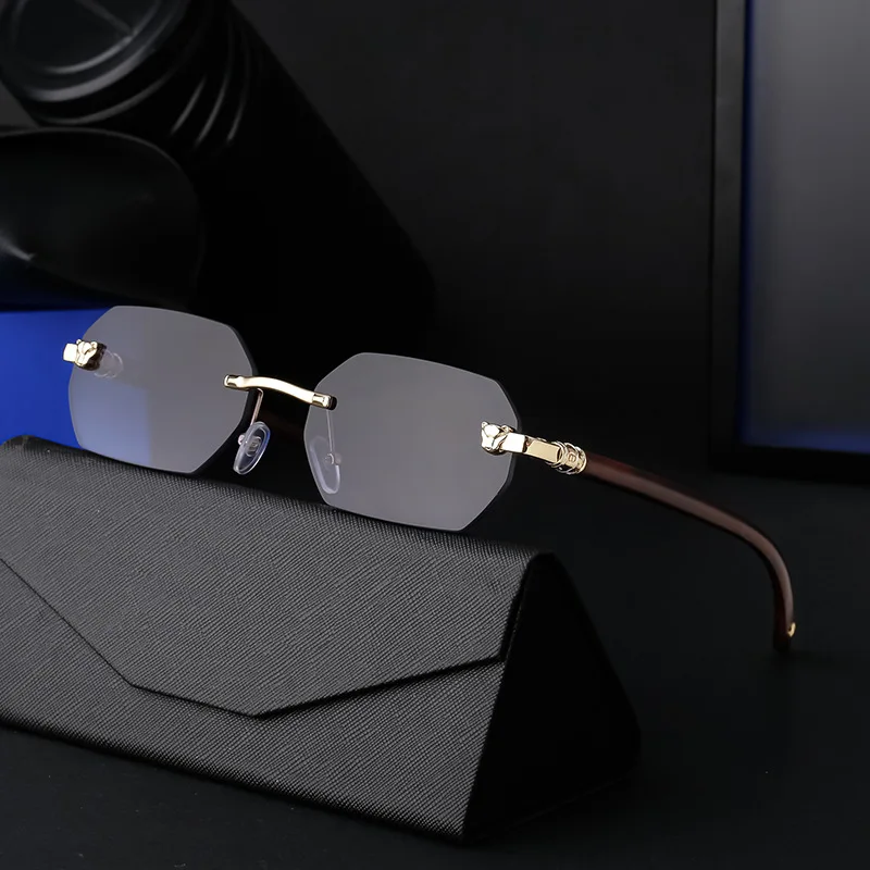 

Hot Selling luxury brand small square Punk fashion rimless rectangle sun glasses for women shades Hip-hop men sunglasses 2023