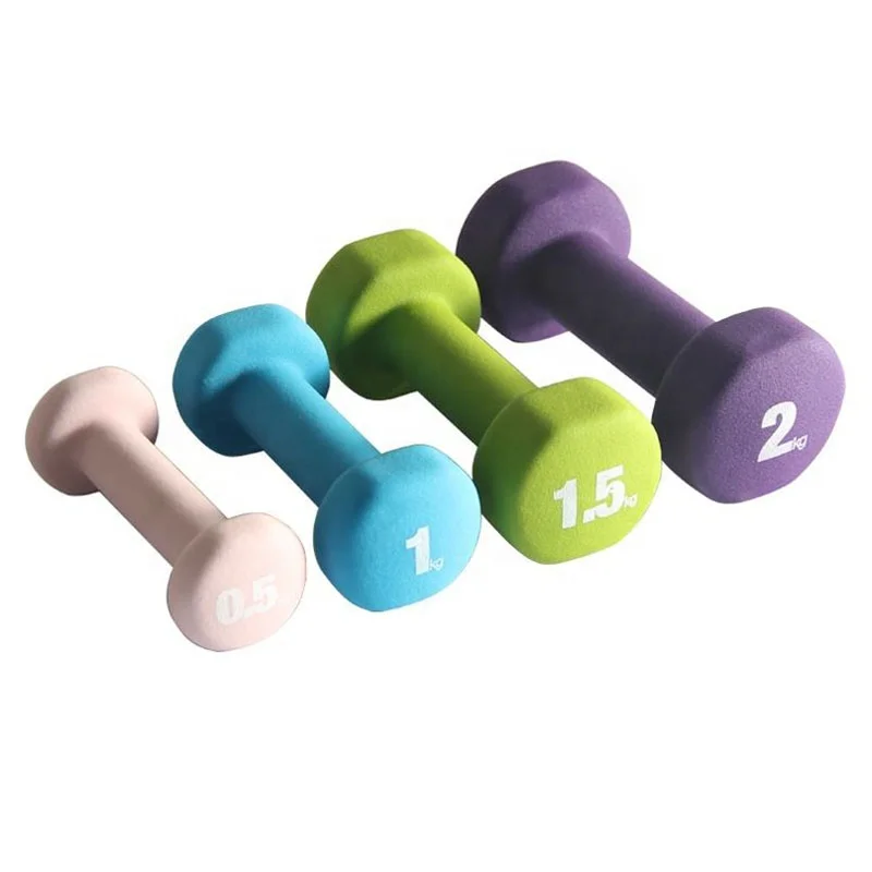 

Cheap Anti-Slip Neoprene Dumbbell 1-10kg Color Coded Soft Grip Hand Weights Home Gym Exercise Women Men Arm Pilates Dumbbells