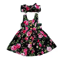

Girl Lace 2019 3D Emerald Cotton Rose Print Fabric Frock Flower Baby Dress