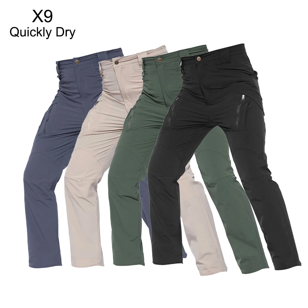

Men's Quick Dry Tactical Pants Trousers Army Fans Combat Pant Hiking Hunting Worker Cargo Pockets Military Pant