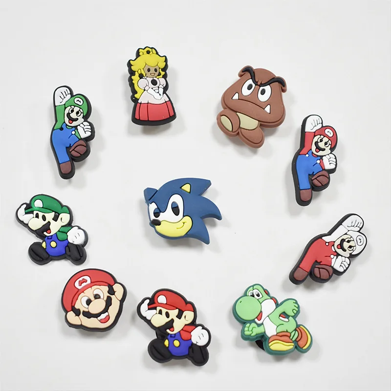 

2021 custom hot sale pvc detachable cartoon character Mario children's shoes charm, As picture/custom