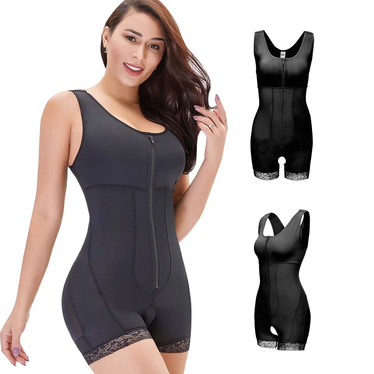 

Dropshipping Waist Trainer Fajas Colombiana Shapewear Women Slimming Shapewear Waist Trainer Crotchless Zipper Body Shapers