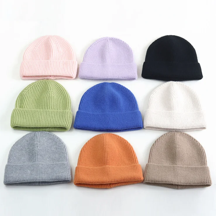 Cuffless Knit Beanie Hat/ Unisex Custom Beanie Hats Wholesale Plain Knitted Beanie/Kids beanie