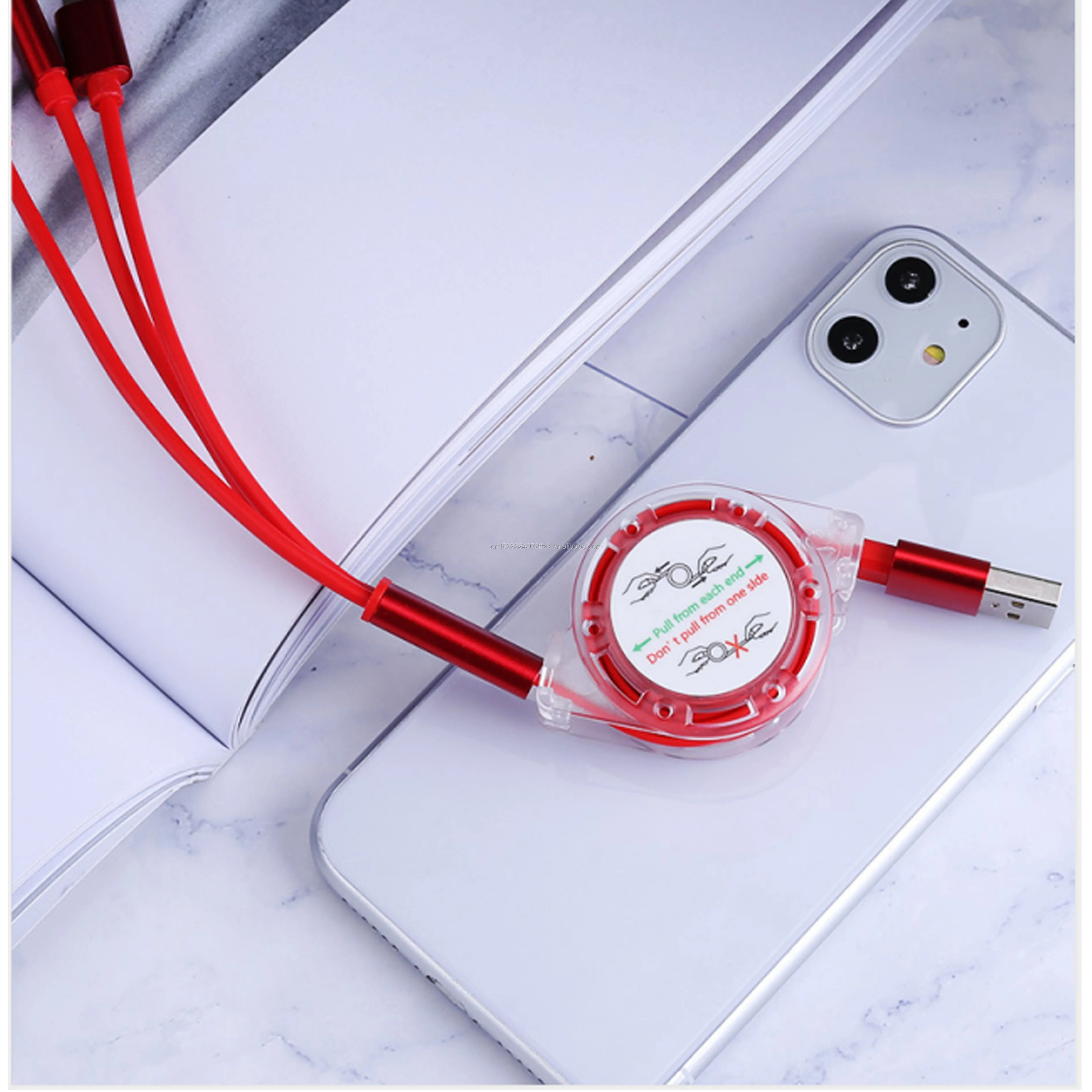 One for three retractable multi-USB charging cable Micro USB Type C cable Mobile phone charger cable - ANKUX.COM