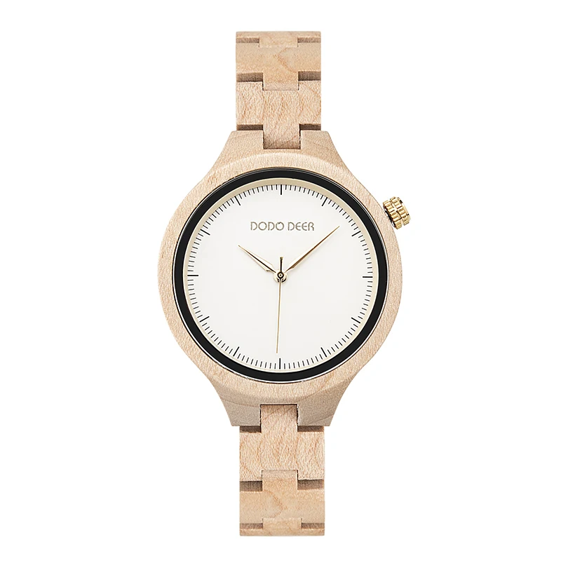 For DODO DEER Custom Logo Elegant Lightweight Thin Wood Watch Colorful Bamboo Wood for Ladies Fashionable Business Surprise Gift