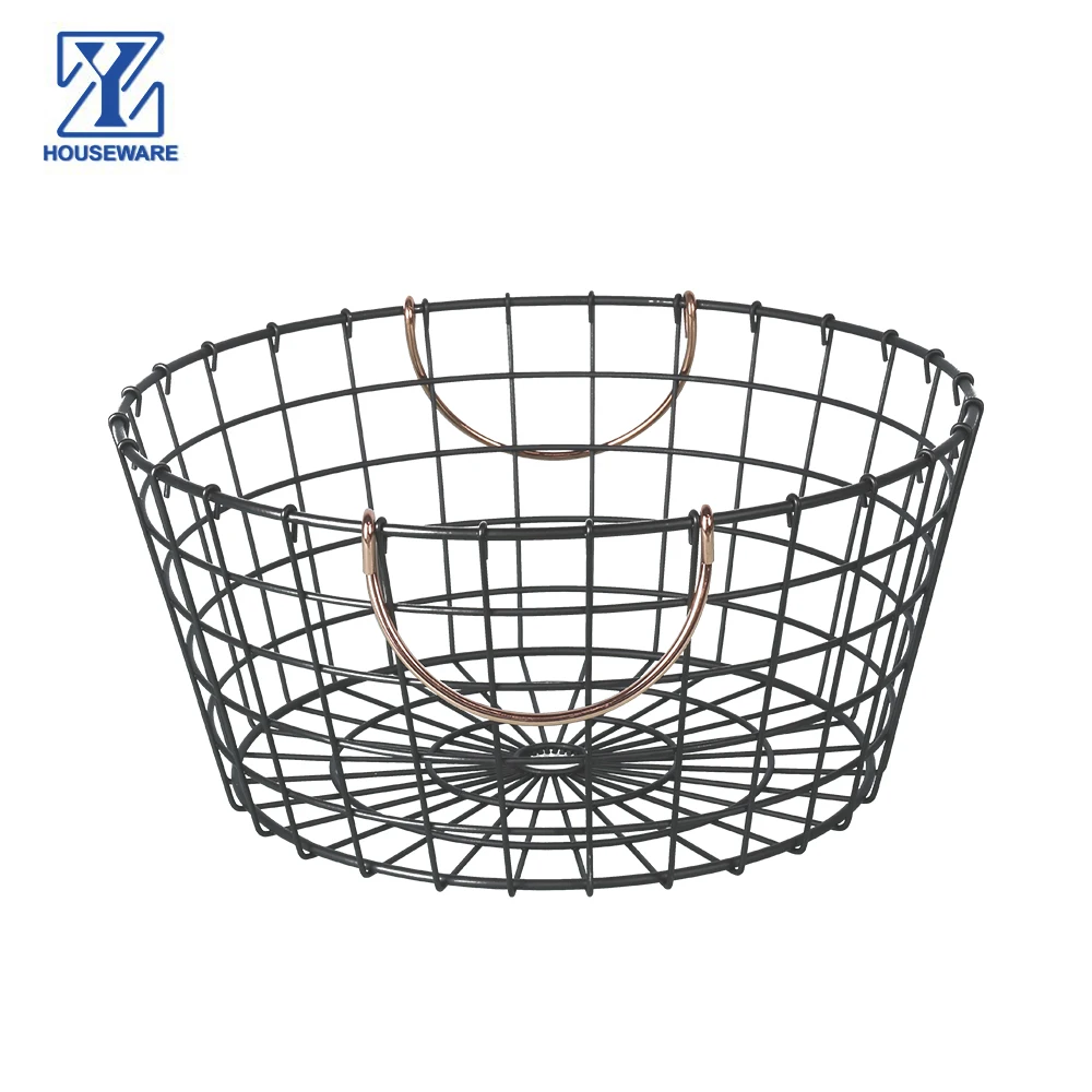 Factory Supply Modern Black Metal Wire Vegetable Storage Basket Kitchen