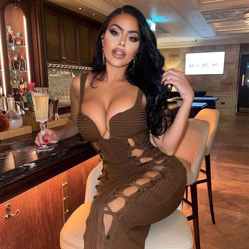 

2022 Summer New Tethered Hollow Sling Fashion Bodycon Dress Women Sexy
