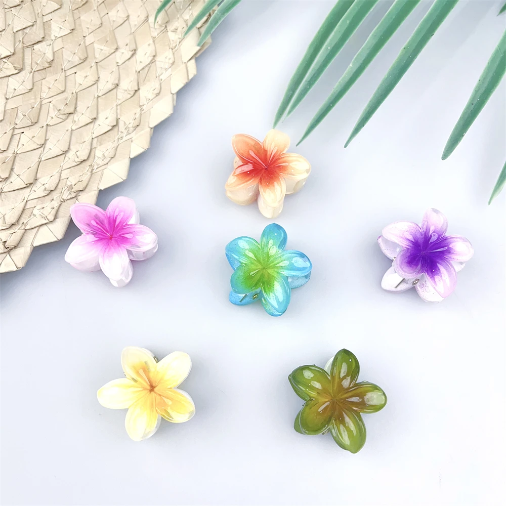 

Mini Hawaiian Island Fashion 3cm Plumeria Flower Hairpin Artificial Plastic Frangipani Hair Claw