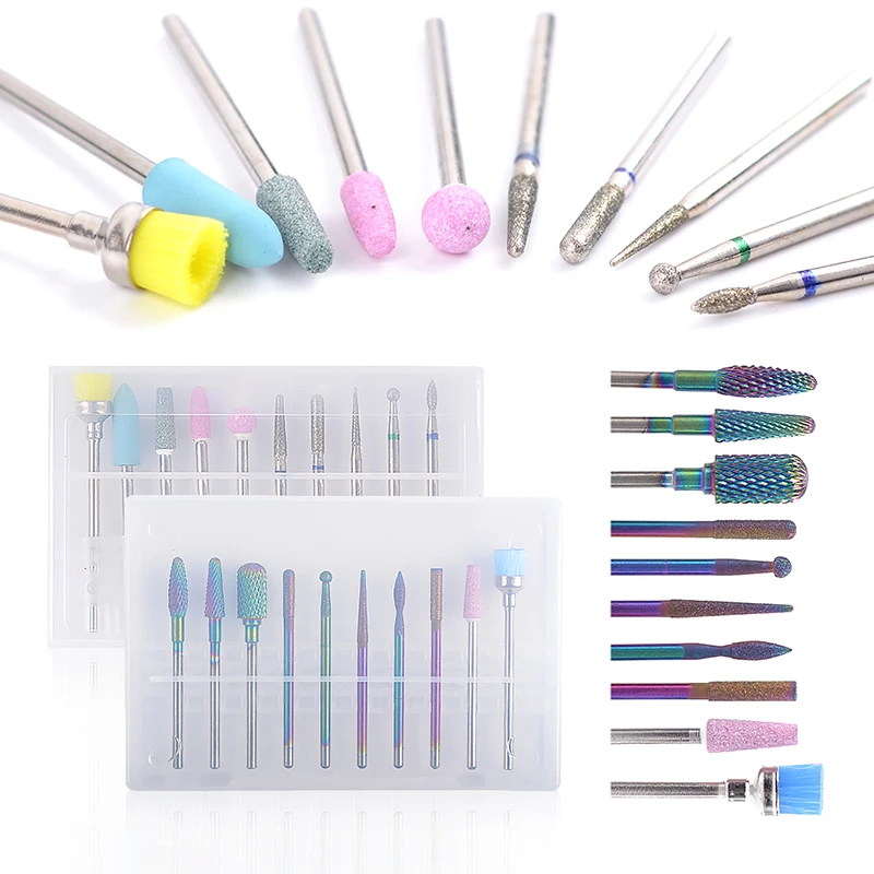 

Wholesale Rainbow 10pcs /set nail dril bit manufacturer multicolor Nail Art Tools Set, As picture shown