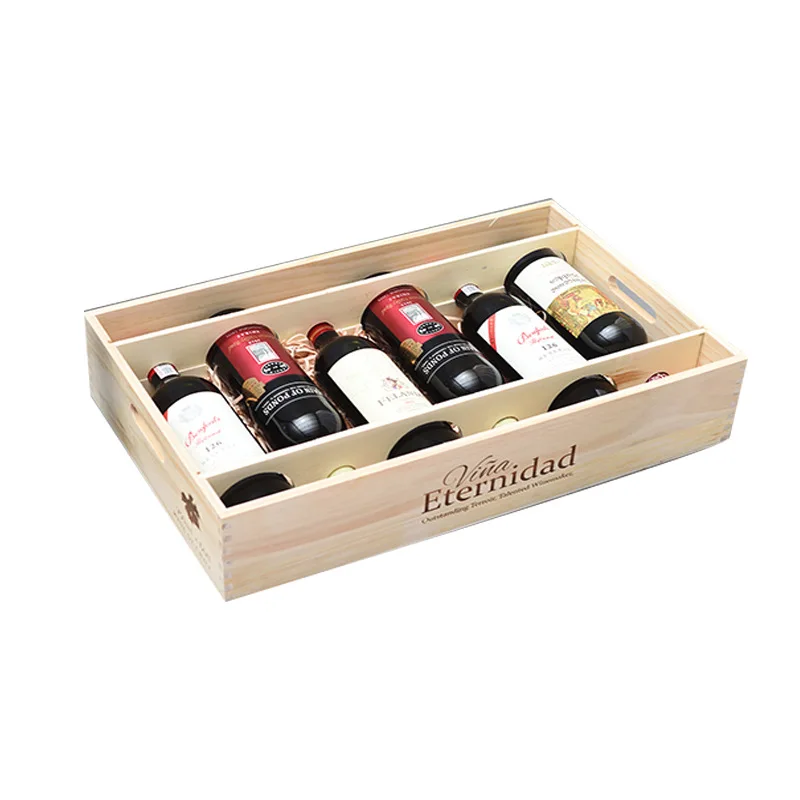 

Hot sale six-pack red wine wooden box