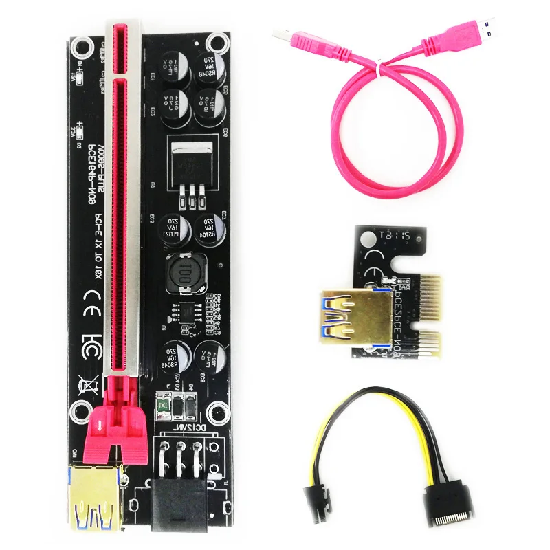 

8 capacitors 009S PLUS Risers Gold Plated USB 3.0 Adapter 6pin pci-e 1x 16x pcie riser card PCI-E VER 009S plus Riser Card