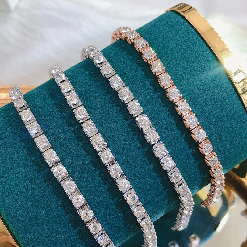 

New 18-karat gold full diamond 17-18cm bull's head diamond bracelet, White