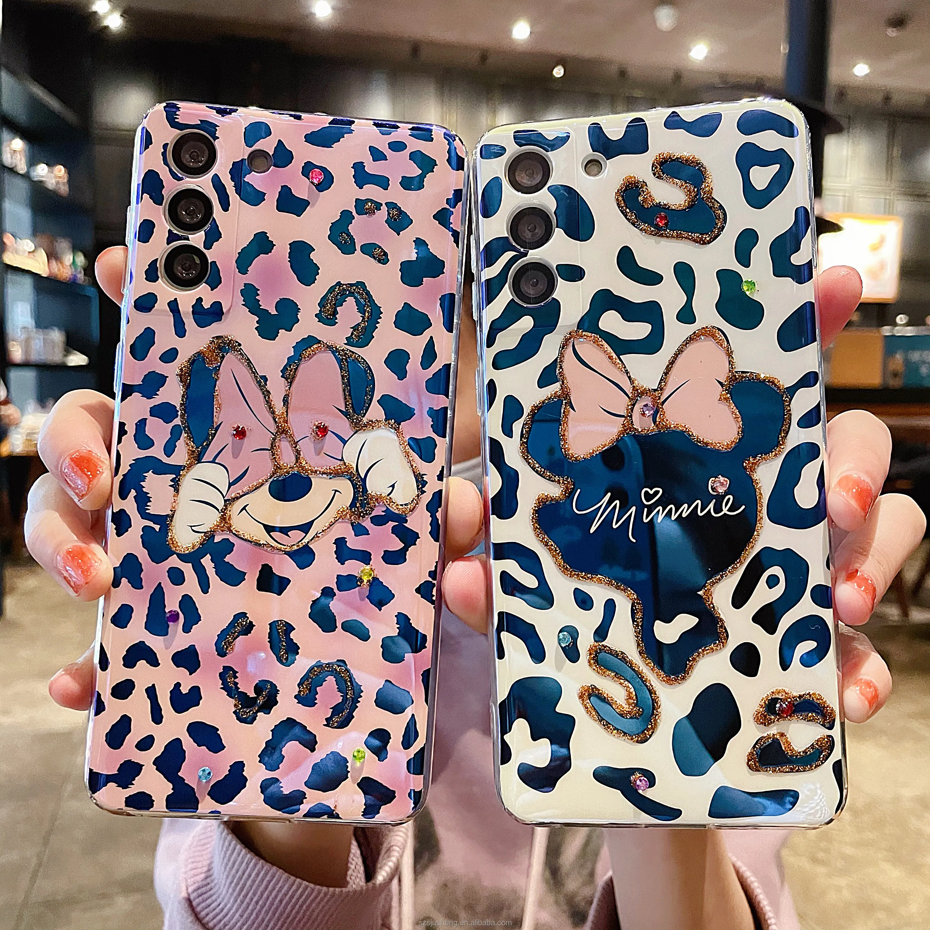 

For Samsung note20 s10 leopard print high quality electroplat IMD anti-drop mobile phone case female cute case for S21U S20plus