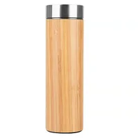 

Super September Portable sport bottle bamboo vaccum flask with handle lid ,double wall stainless steel bamboo water bottle