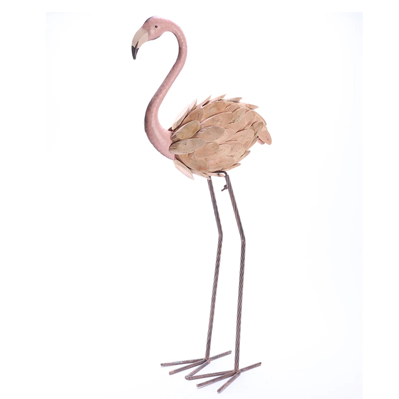 Pink Flamingo Drift Wood Metal Garden Sculpture Outdoor Patio Bird