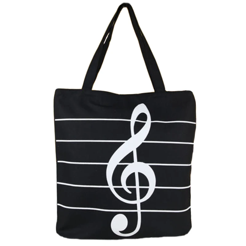 

Musical Note Printing Tote Pouch Casual Large Capacity Shoulder Bag Women Canvas Shoppers Bag With Handle, 2 colors
