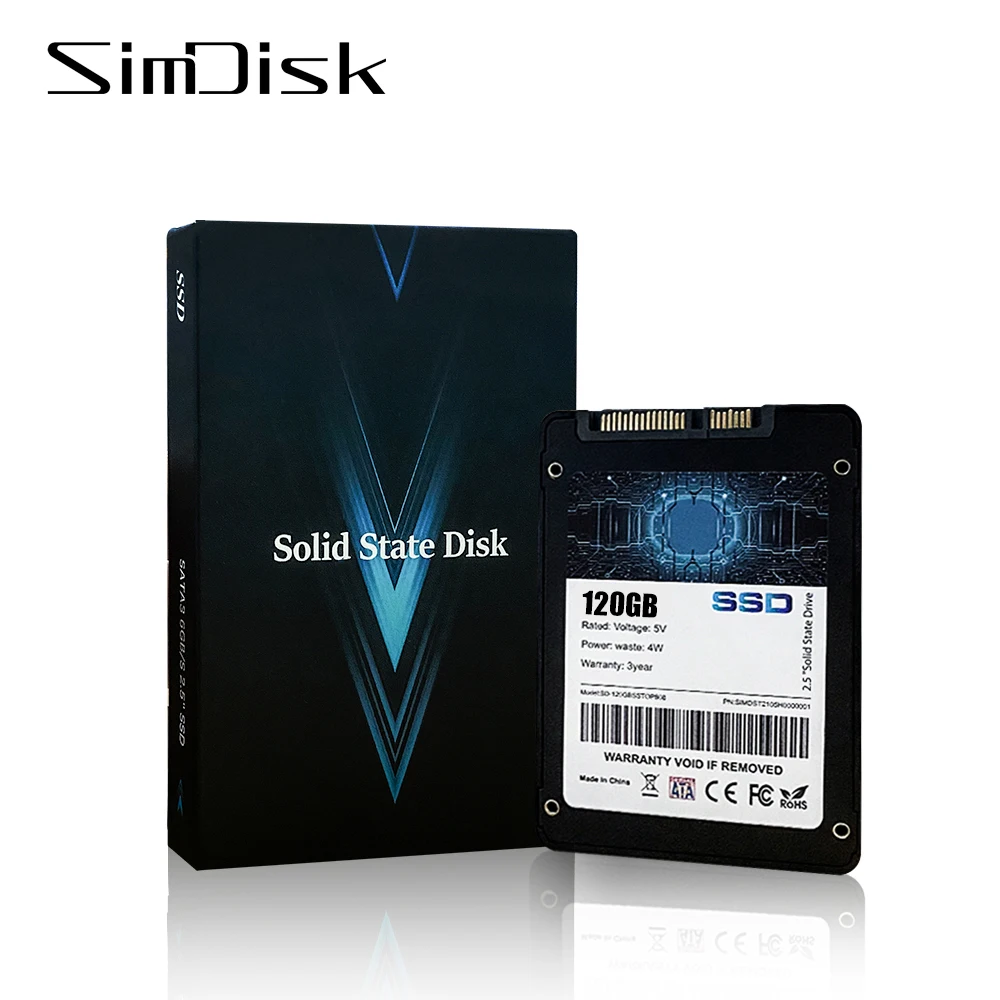 

SimDisk Factory Direct Solid State Drive SATA III SSD 120GB 2.5-inch Hard Drive Disk SSD