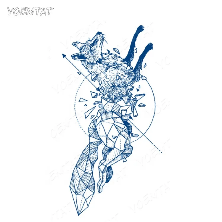 

Semi-permanent Fox Custom Totem Tato Temporary Back Arm Tattoo Sticker Set for Male Men, Cmyk