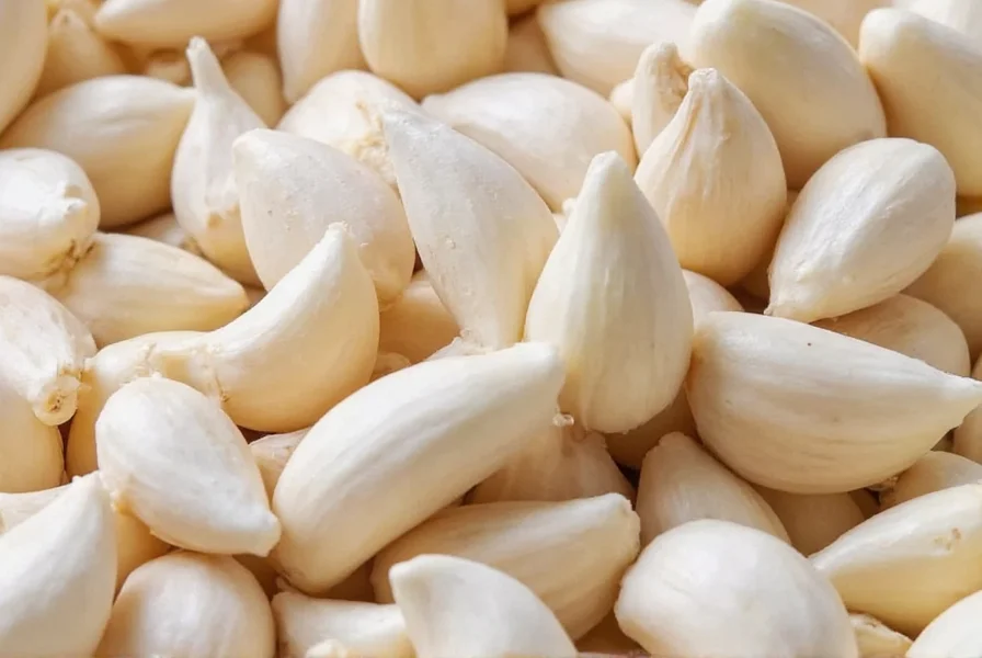 Garlic cloves next to measuring spoons