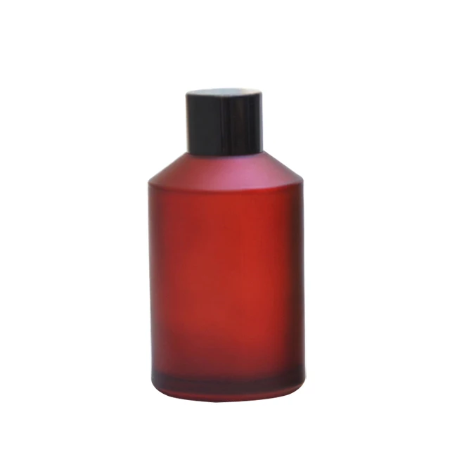 

Fuyun Fast Shipping 15ml 30ml 60ml 125ml 200ml Frosted Red Color Glass Bottle with Black Lid