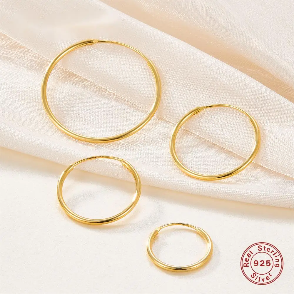 

Carline wholesale minimalist 18k gold plated s925 silver circle hoop earrings women fashion minimalist jewelry