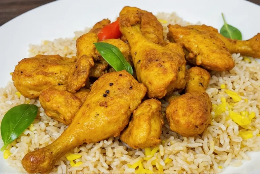 Perfectly cooked turmeric chicken with golden crust and fresh herbs