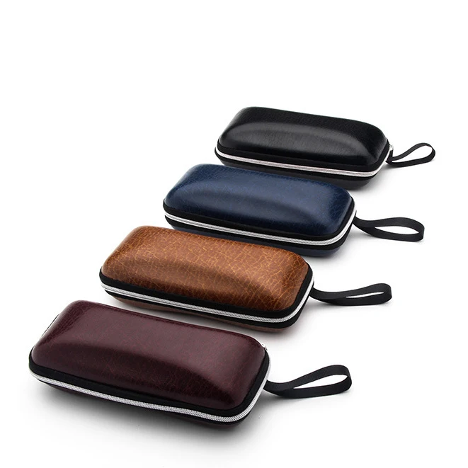 

Korea style Leather glasses case Sunglasses case Zipper case, Black, brown, deep red, dark blue