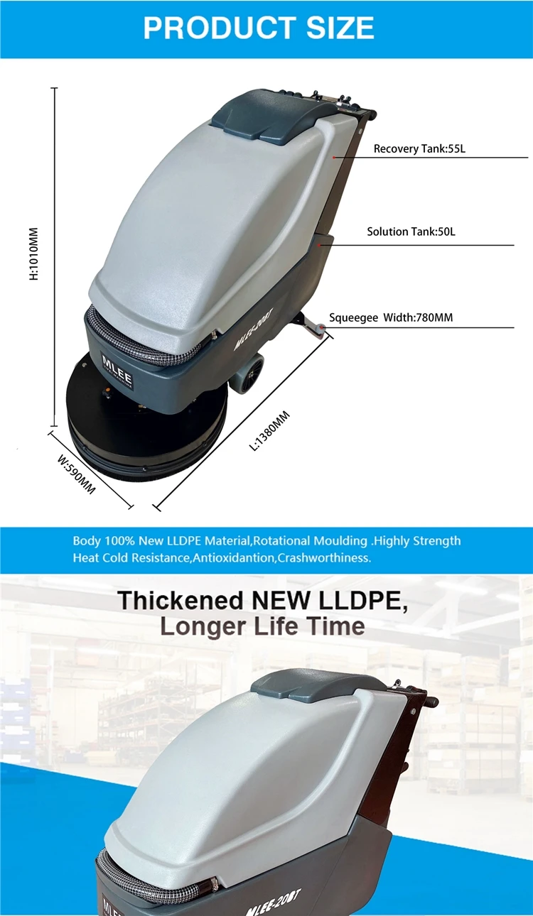 MLEE20BT Epoxy Rubber Terrazzo Floor Cleaning Equipment Drain Gym Scrubber Floor Cleaning Machines