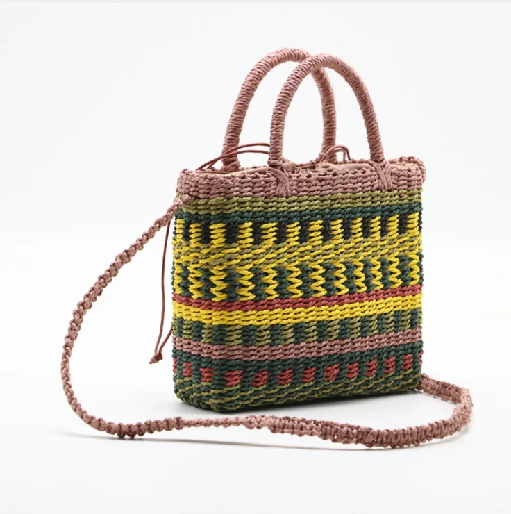 

hot selling raffia straw summer beach bag Palm leaf tote beach bag ready to ship