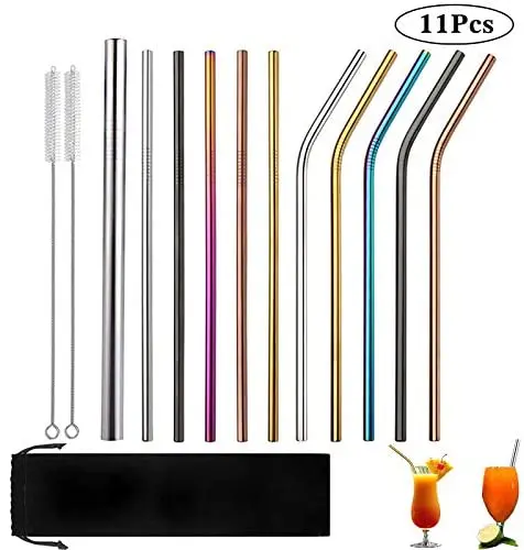 

Colorful Stainless Steel Straws with Cleaning Brush for cold and Hot Drinks|Straight | Bent | Brush|colorful, Sliver or colors