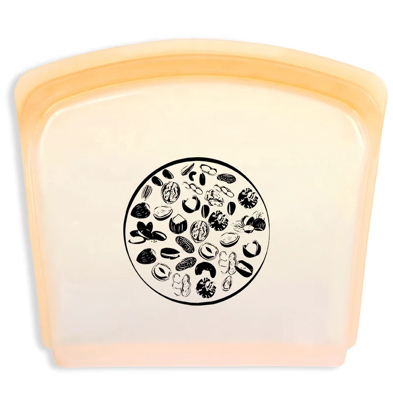 

BPA-Free 100% Platinum Food Grade Silicone Sandwich Storage Bag Silicone Food Storage Bag for Microwave, Light green, light blue, light gold, transparent or custom