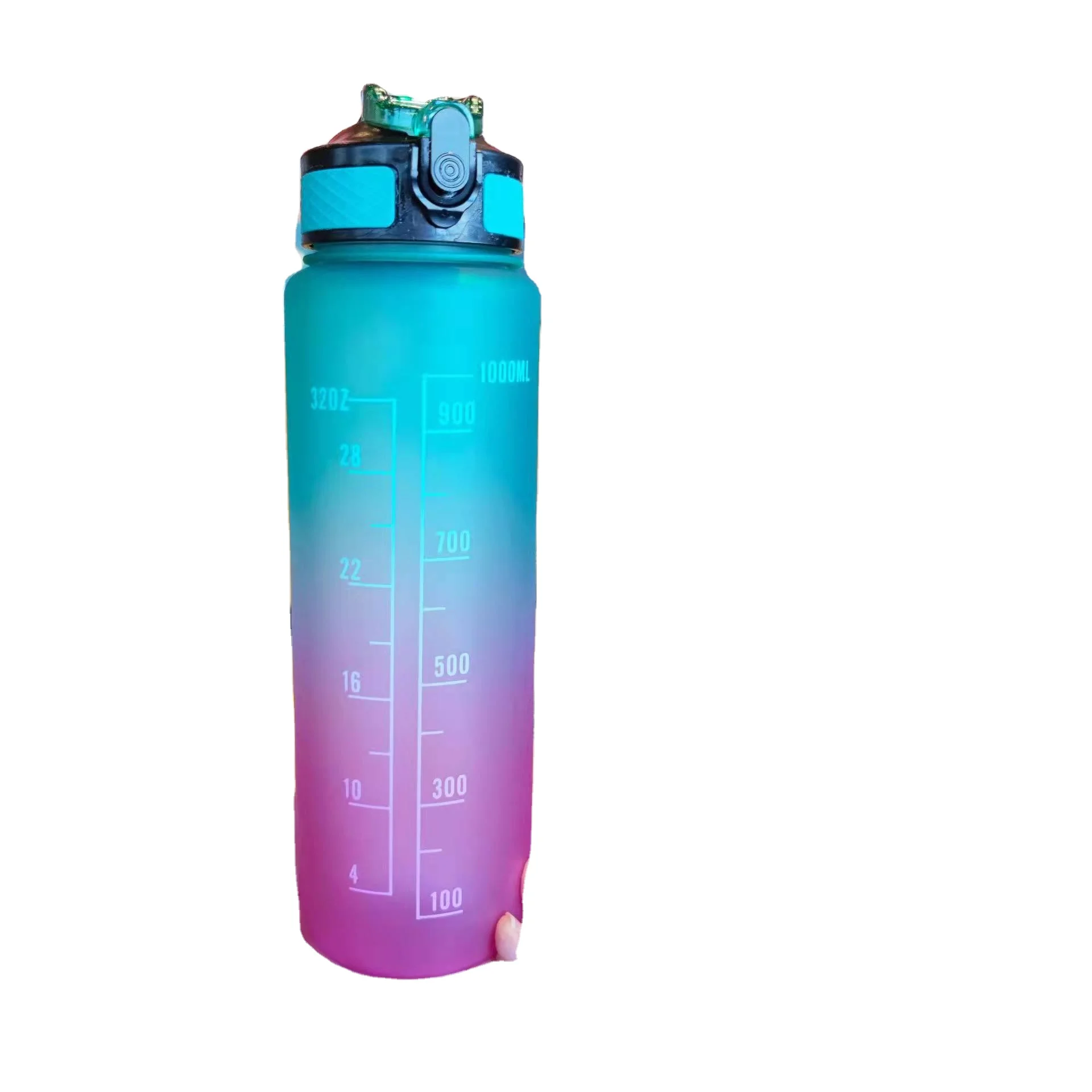 

32oz 1L Tritan With Bounce Cover Frosted Cup Motivational Water Bottle With Time Marker For Outdoor Sports Fitness, Customized color acceptable