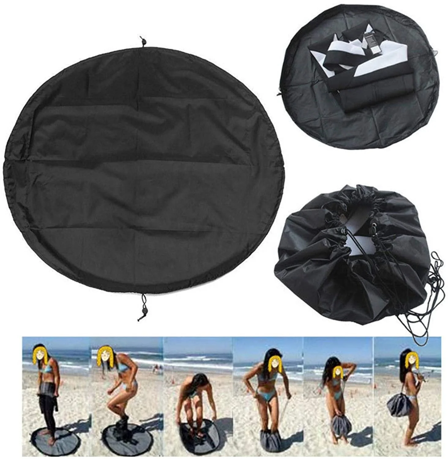 

Wetsuit Changing Mat Waterproof Dry Bag Beach Storage Bag with Drawstring for Surfers Watersports Swimming, Black